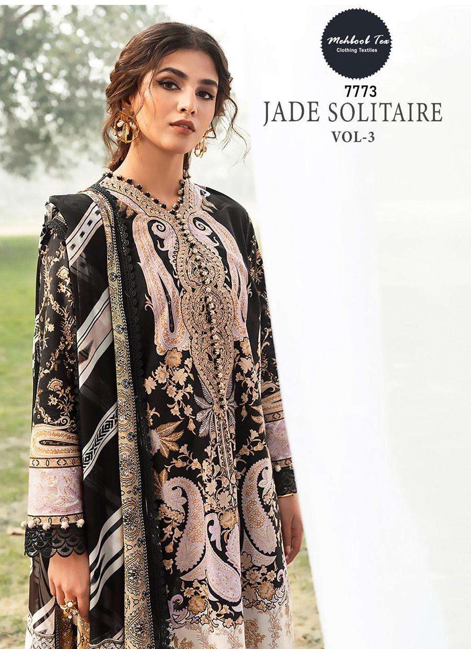 JADE SOLITAIRE VOL-3 1150 BY MEHBOOB TEX HEAVY COTTON EMBROIDERED DRESS