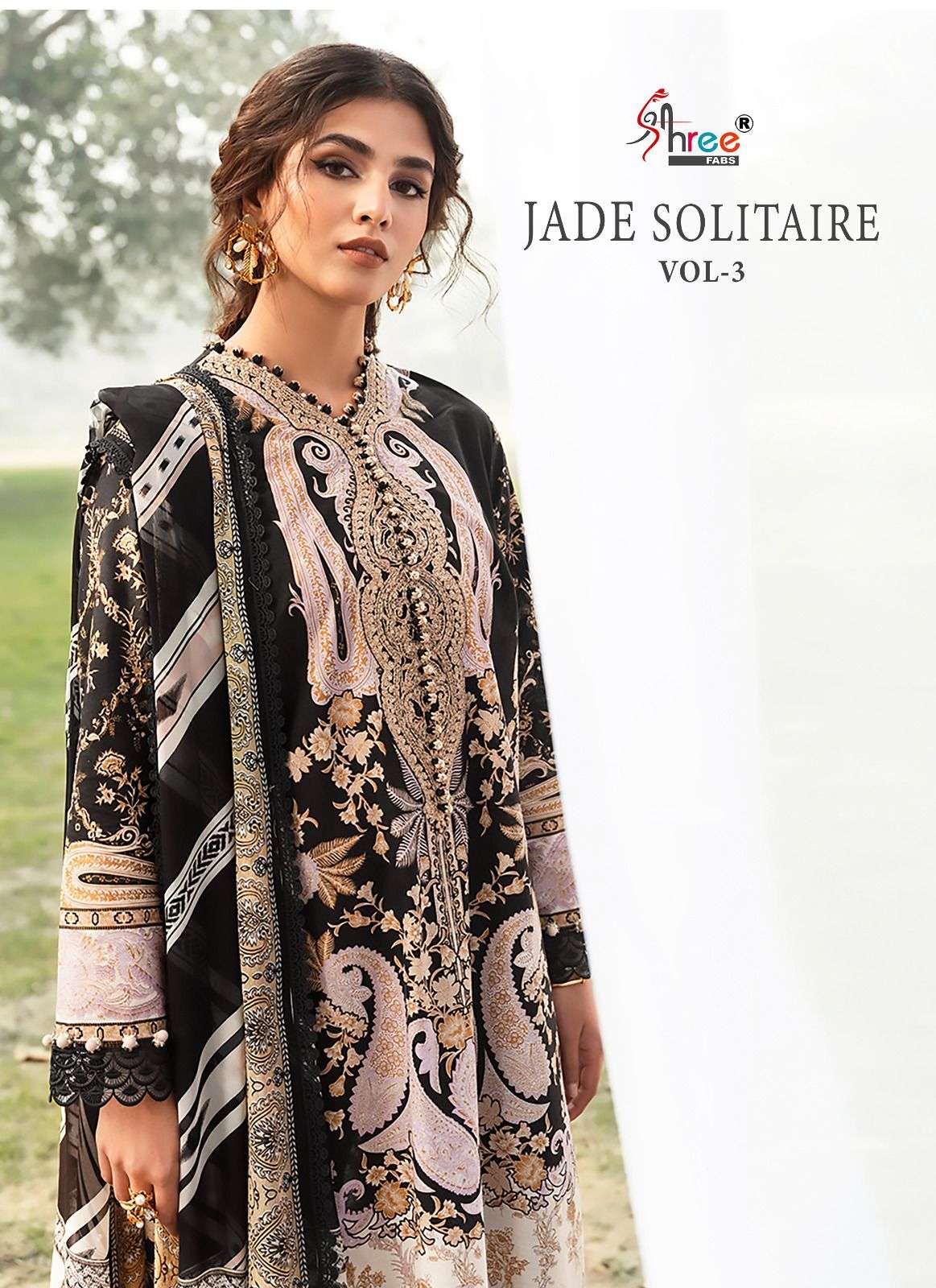 JADE SOLITAIRE VOL-3 BY SHREE FABS 3181 TO 3185 SERIES HEAVY COTTON DRESSES