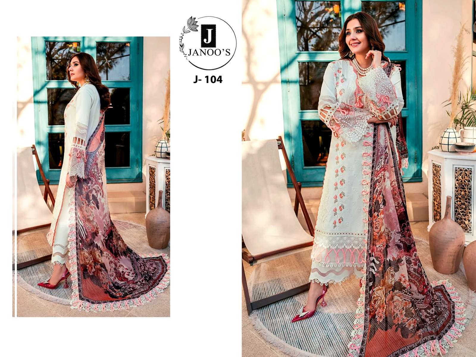 JANOOS-104 COLOURS BY ASLIWHOLESALE COTTON EMBROIDERY PAKISTANI DRESSES