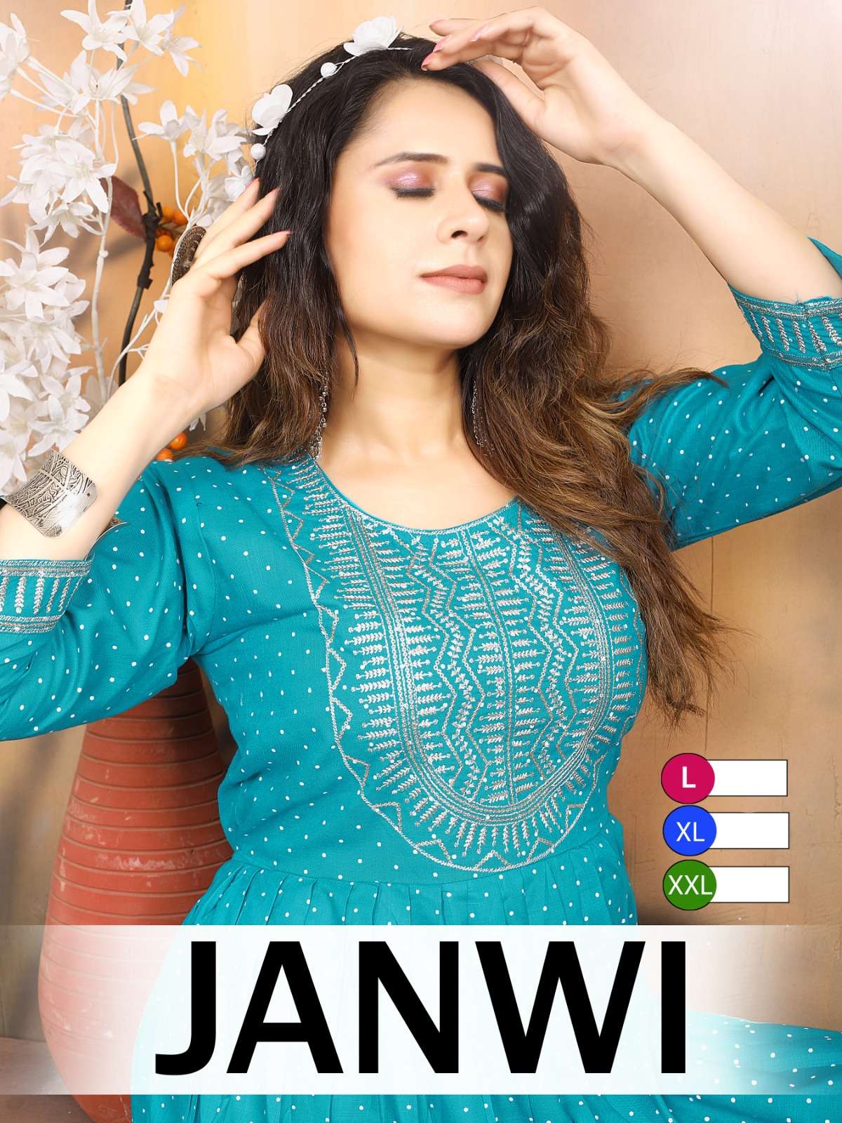 JANWI BY ASLIWHOLESALE 01 TO 06 SERIES DESIGNER RAYON KURTIS AND PANTS