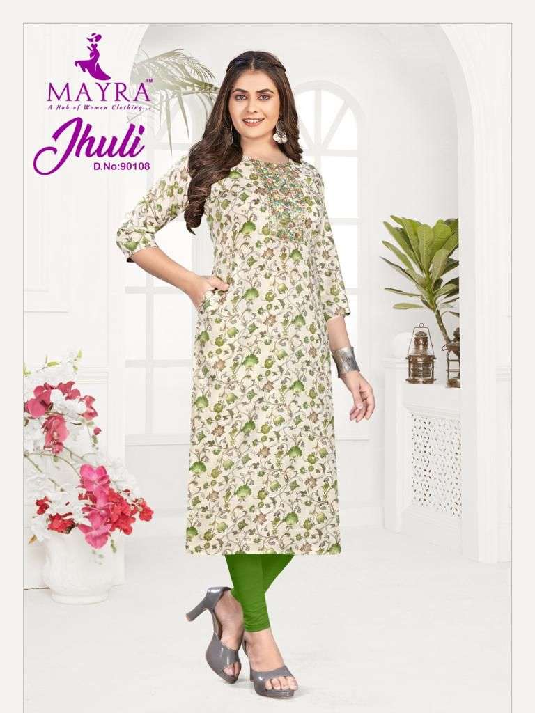 JHULI VOL-2 BY MAYRA 90101 TO 90108 SERIES FANCY CAPSULE PRINT WORK KURTI