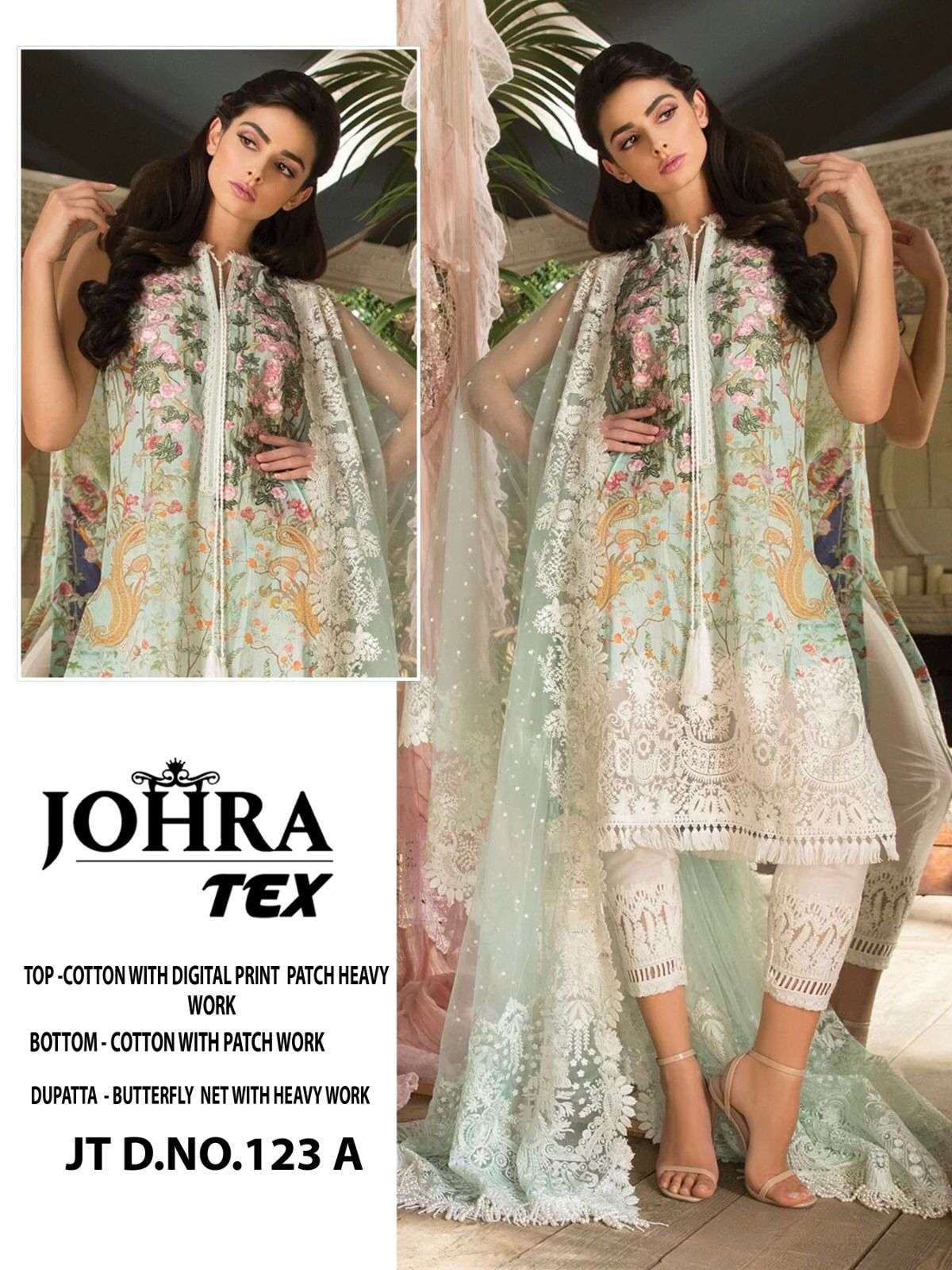 JT-123 COLOURS BY JOHRA TEX LAWN COTTON HEAVY EMBROIDERY PAKISTANI DRESS