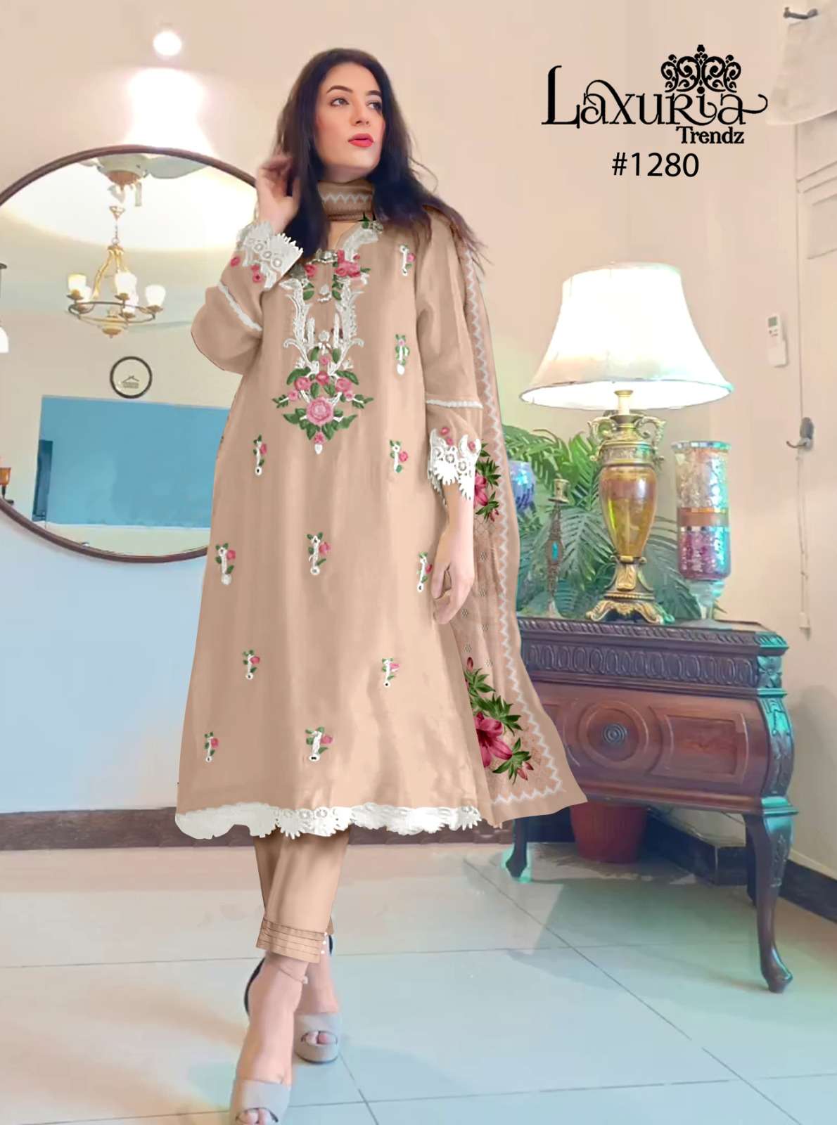 LAXURIA 1280 BY LAXURIA TRENDZ HEAVY DESIGNER FAUX GEORGETTE DRESS