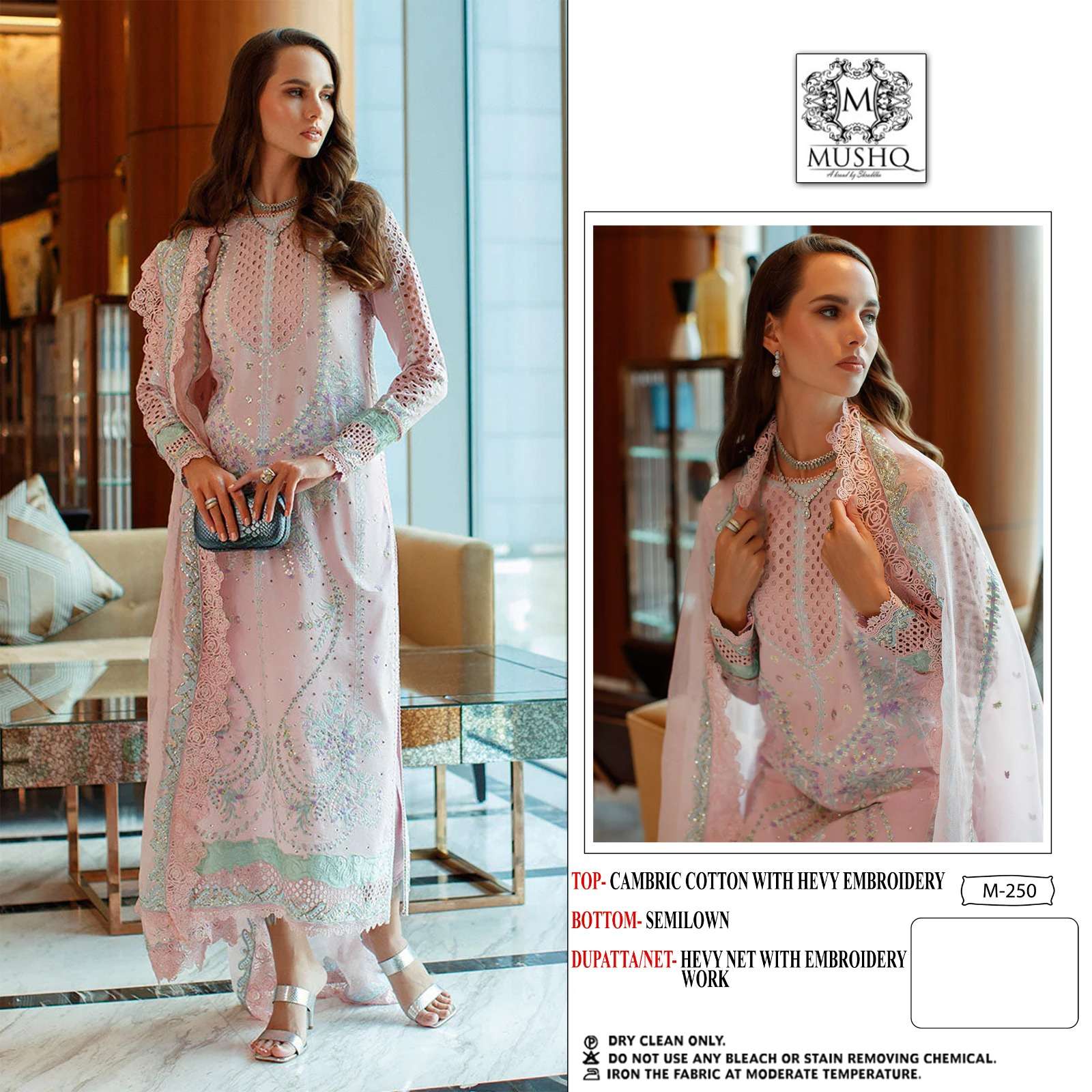 M-250 HIT DESIGN BY MUSHQ DESIGNER HEAVY COTTON WORK PAKISTANI DRESSES