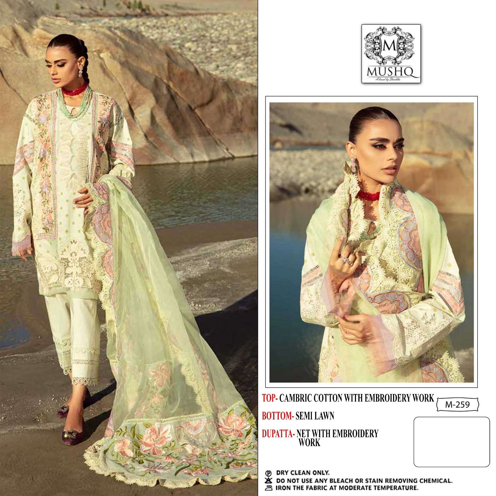 M-259-262 SERIES BY MUSHQ DESIGNER PURE COTTON WORK PAKISTANI DRESSES