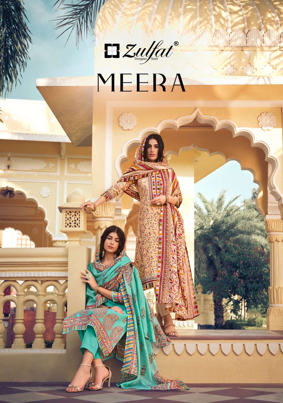 MEERA BY ZULFAT 516-001 TO 516-010 SERIES DESIGNER COTTON PRINT DRESSES