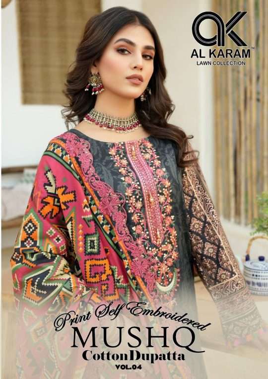 MUSHQ VOL-4 BY AL KARAM 4001 TO 4008 SERIES COTTON PRINTED DRESSES