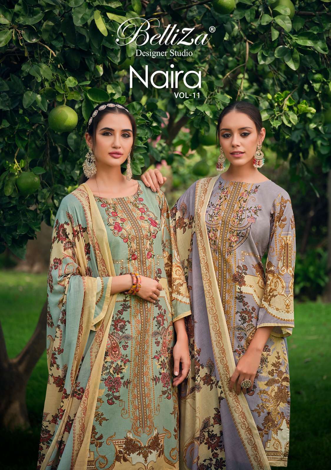 NAIRA VOL-11 BY BELLIZA 799-001 TO 799-008 SERIES COTTON EMBROIDERY DRESSES