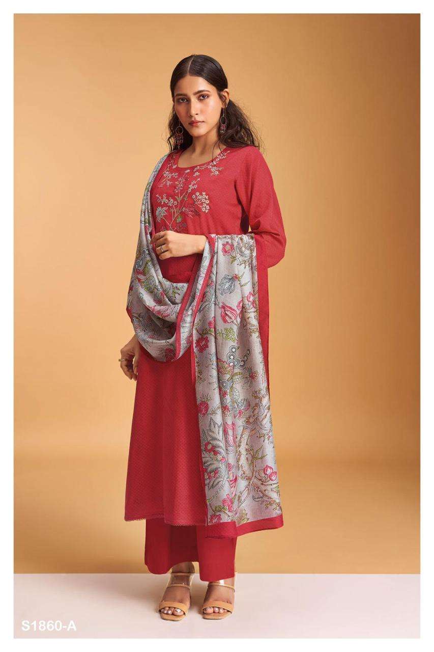 NOBLE 1860 BY GANGA FASHIONS PREMIUM COTTON SILK PRINTED WORK DRESSES