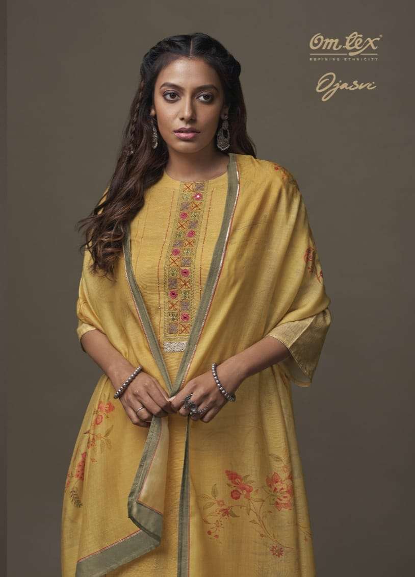 OJASVI BY OMTEX COTTON LINEN DIGITAL PRINT WITH EMROIDERY DRESSES