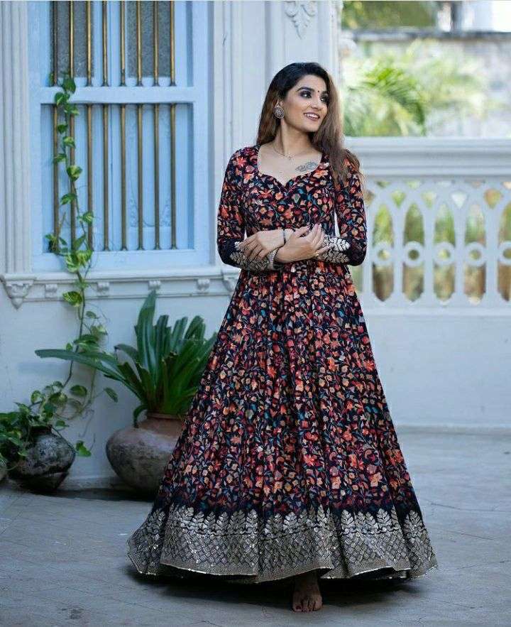 PC-106 HIT DESIGN BY ASLIWHOLESALE DESIGNER CREPE PRINTED GOWN