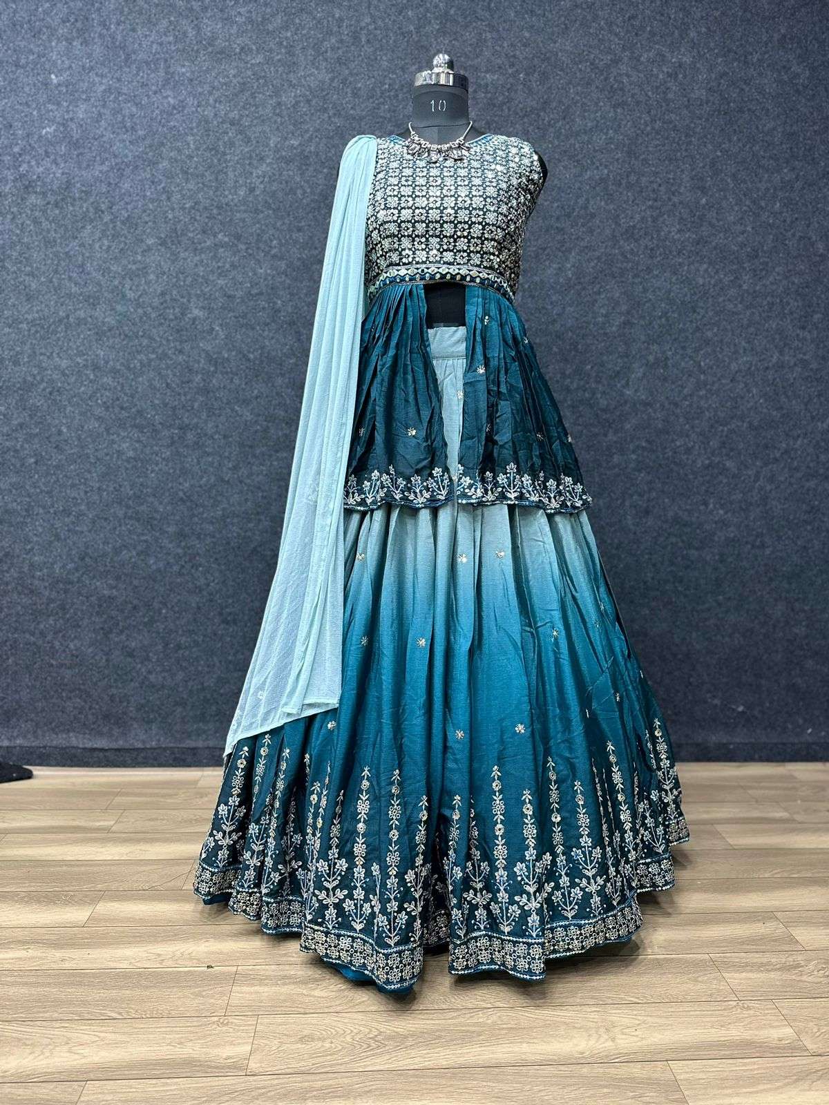 PC-249 BY ASLIWHOLESALE DESIGNER FANCY CHINON LEHENGAS