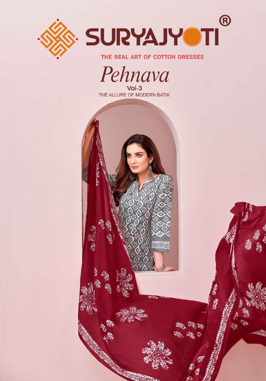 PEHNAVA VOL-3 BY SURYAJYOTI 3001 TO 3010 SERIES COTTON WORK DRESSES