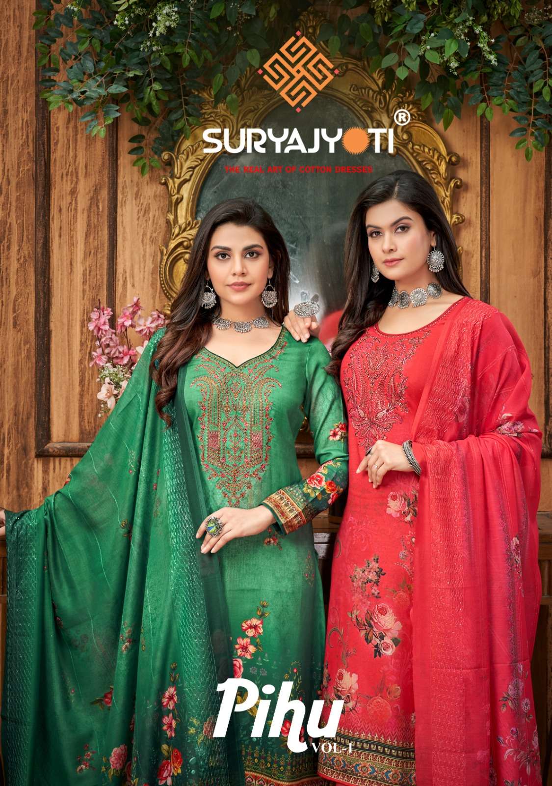 PIHU VOL-01 BY SURYAJYOTI 1001 TO 1008 SERIES COTTON DRESSES