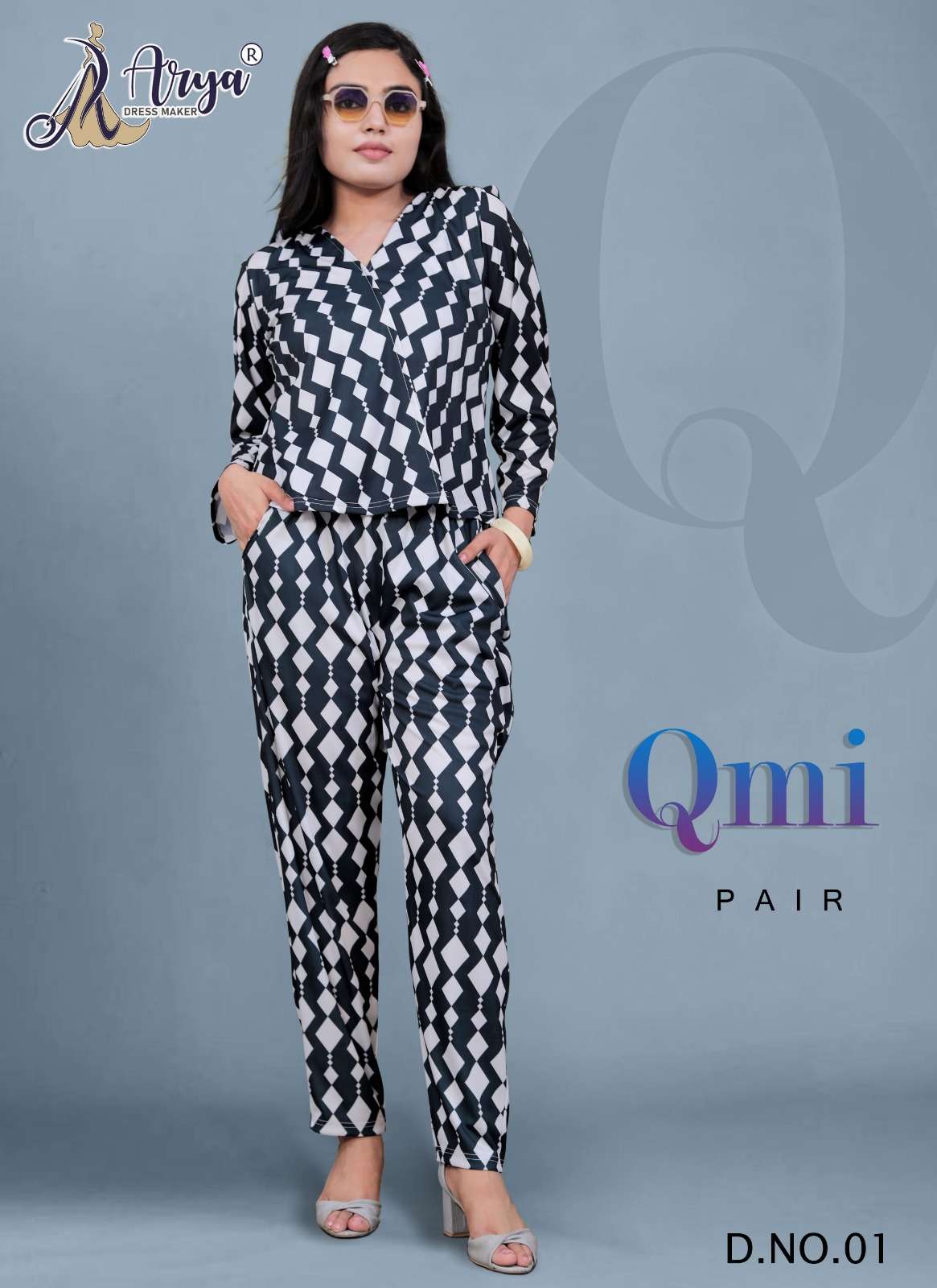 QMI PAIR BY ARYA DRESS MAKER 01 TO 04 SERIES LYCRA TOP AND PLAZZO 