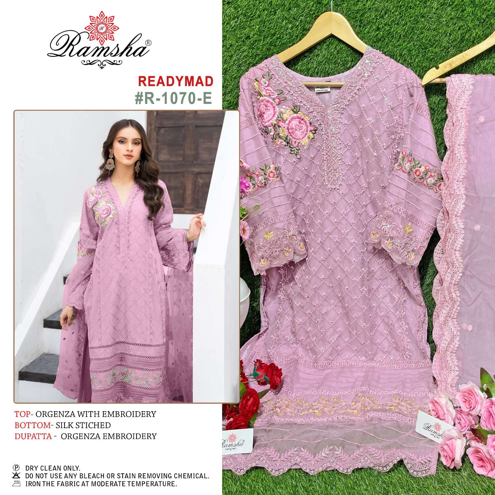 R-1070 COLOURS BY RAMSHA ORGANZA EMBROIDERY STITCHED PAKISTANI DRESSES