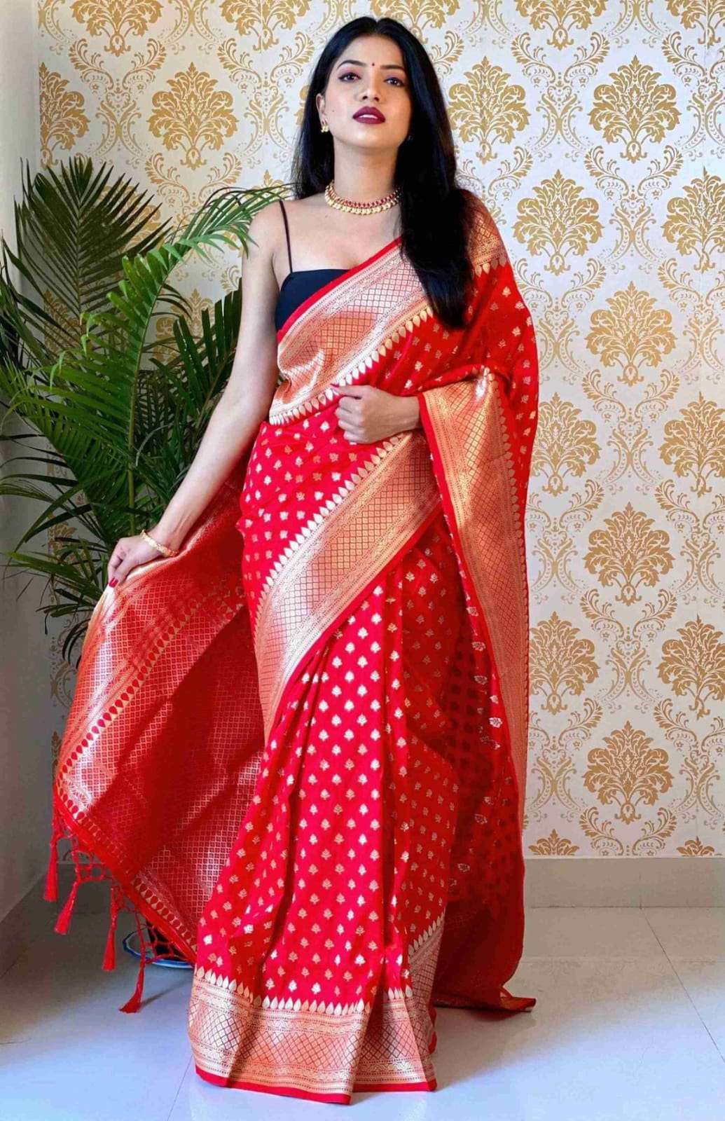 RED RANI BY ASLIWHOLESALE DESIGNER SOFT LITCHI SILK SAREES