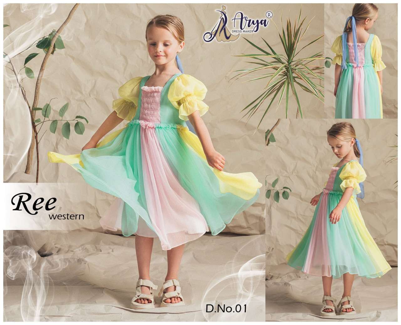 REE WESTERN BY ARYA DRESS MAKER 01 TO 06 SERIES GEORGETTE KIDS FROCKS