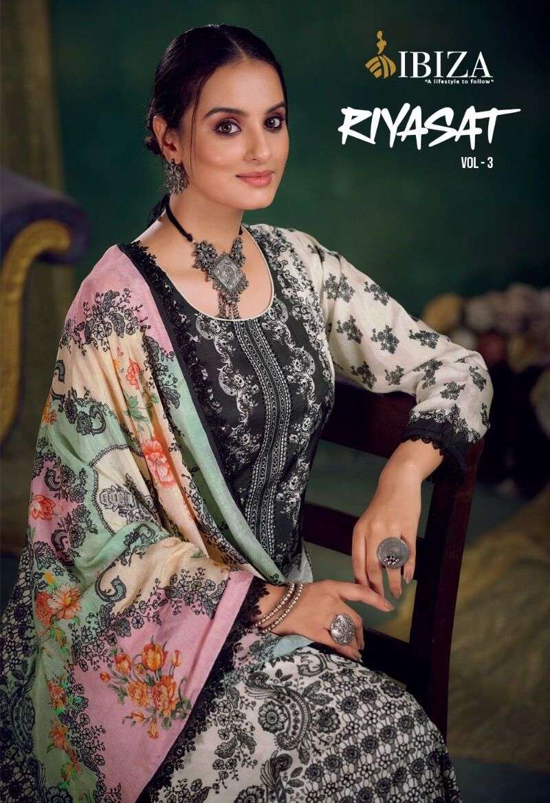 RIYASAT VOL-3 BY IBIZA 10403 TO 10406 SERIES MUSLIN EMBROIDERED DRESSES