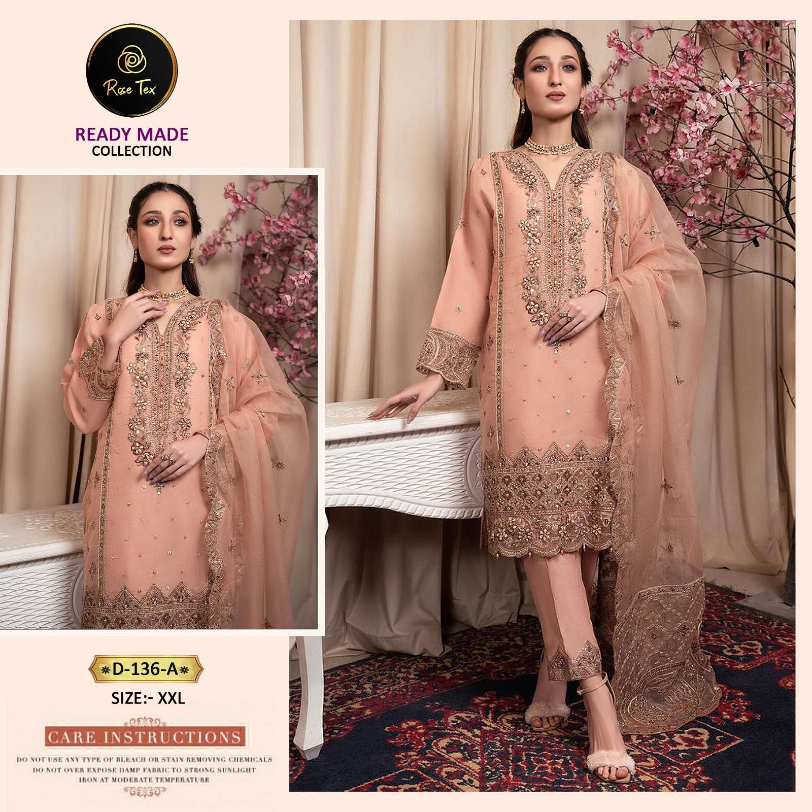 ROSE TEX 136 BY ASLIWHOLESALE DESIGNER ORGANZA PAKISTANI DRESSES