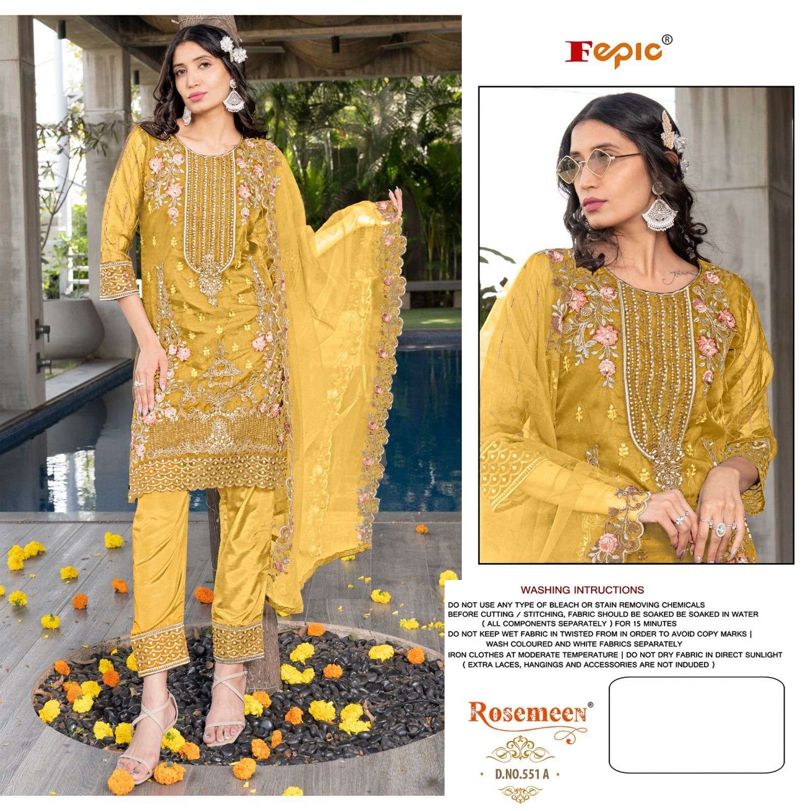 ROSEMEEN CN-551 COLOURS BY FEPIC ORGANZA STICHED PAKISTANI DRESSES