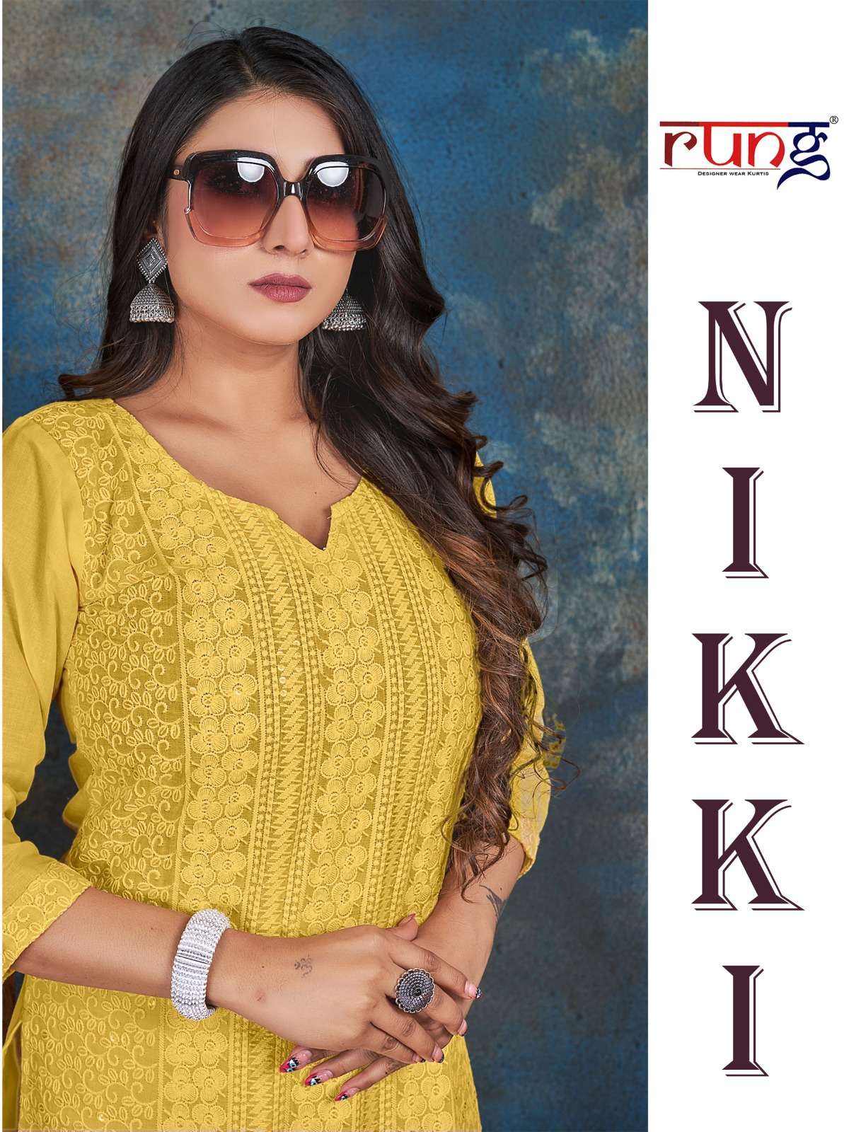 RUNG NIKKI BY ASLIWHOLESALE PURE RAYON CHIKAN WORK KURTIS 