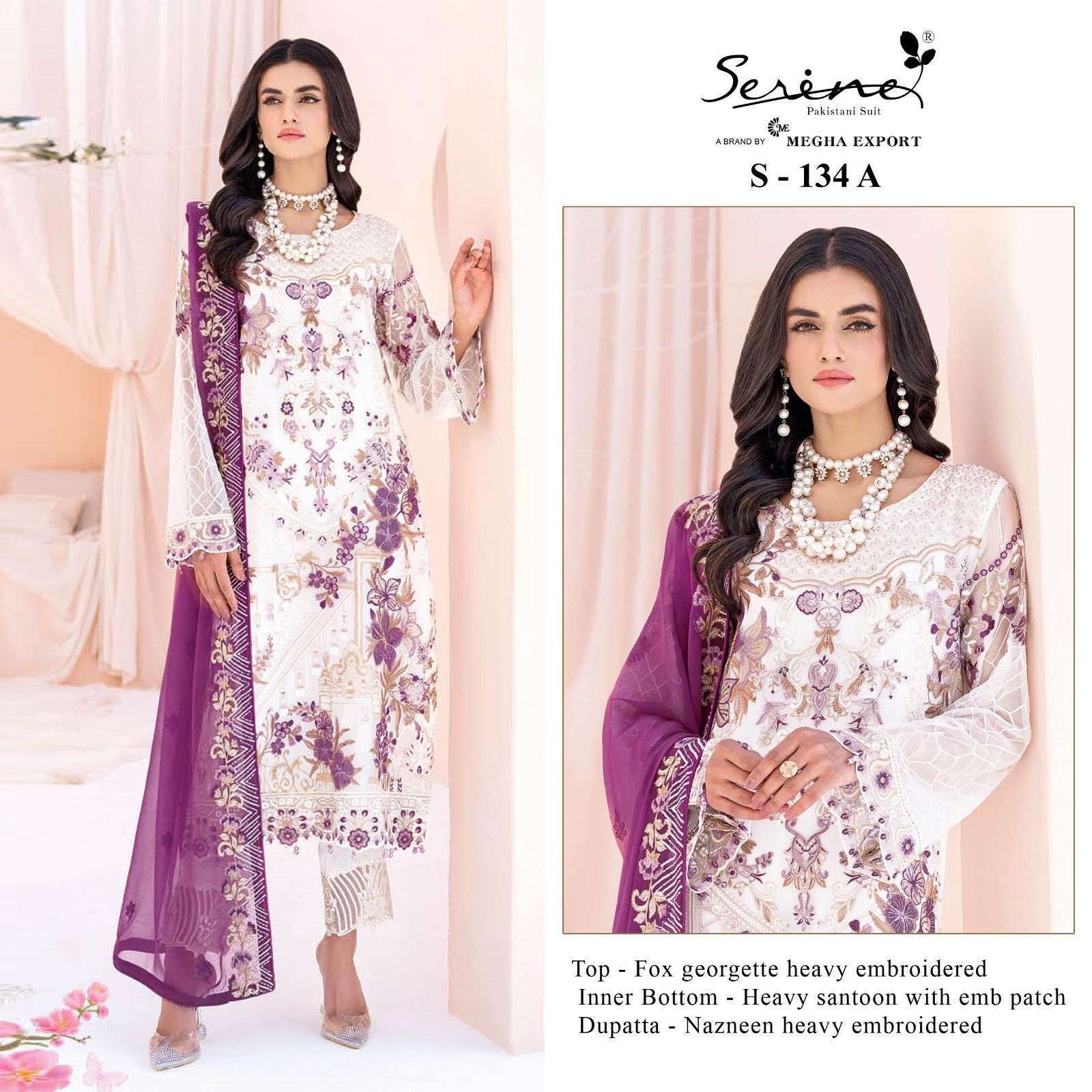 S-134 COLOURS BY SERENE S-134-A TO S-134-D FAUX GEORGETTE EMBRODERY PAKISTANI DRESS