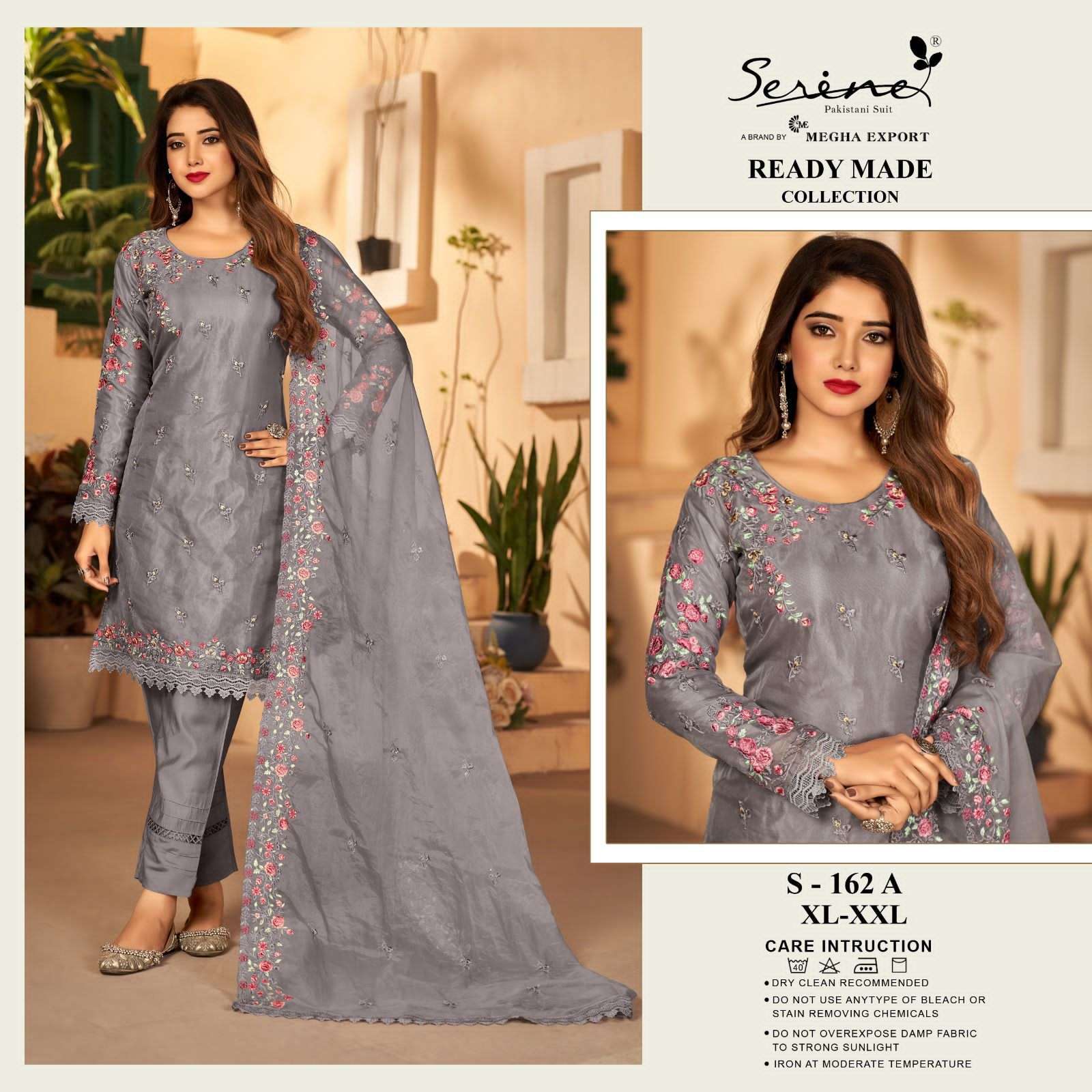 S-162 COLOURS BY SERENE 162-A TO 162-D SERIES ORGANZA EMBRODERY PAKISTANI DRESS