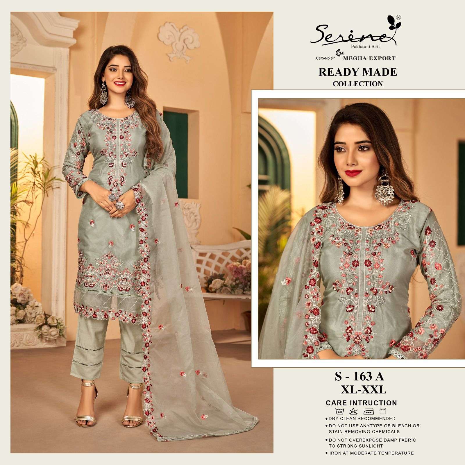 S-163 COLOURS  BY SERENE 163-A TO 163-D SERIES ORGANZA EMBRODERY PAKISTANI DRESS