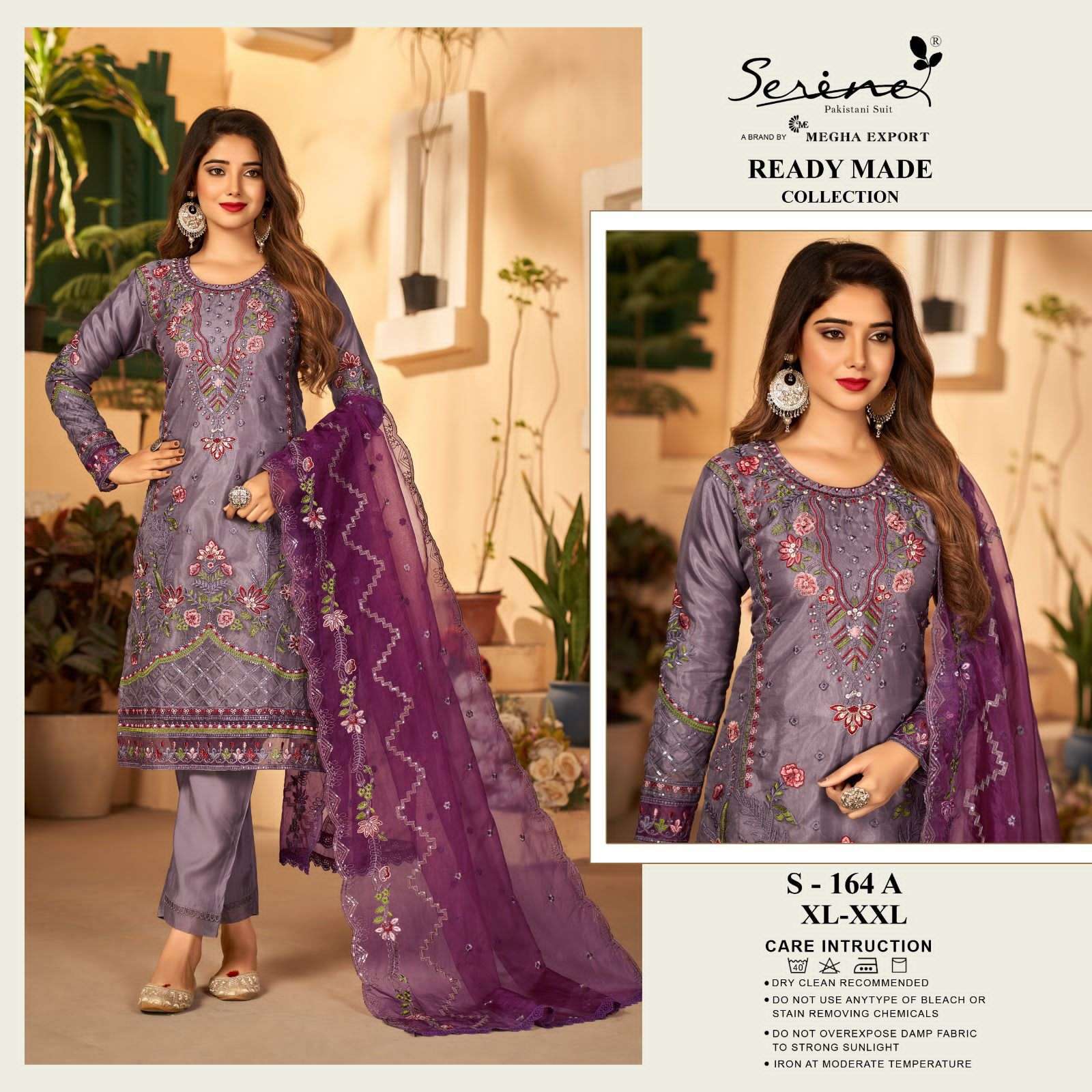 S-164 COLOURS  BY SERENE 164-A TO 164-D SERIES ORGANZA EMBRODERY PAKISTANI DRESS