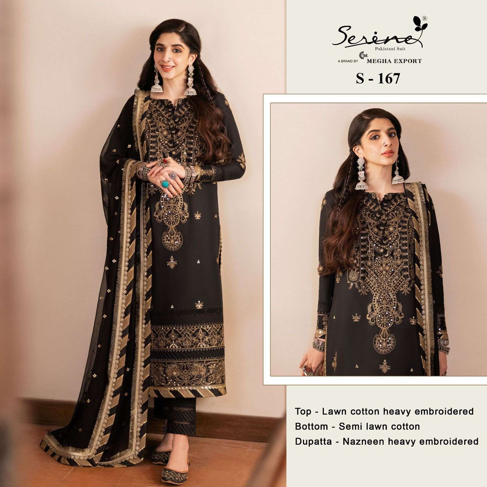 S-167 HIT DESIGN BY SERENE LAWN COTTON DIGITAL EMBRODERY PAKISTANI DRESS