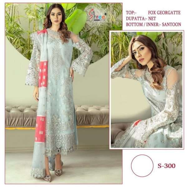 S-300 HIT DESIGN BY SHREE FABS FAUX GEORGETTE EMBROIDERY PAKISTANI DRESSES