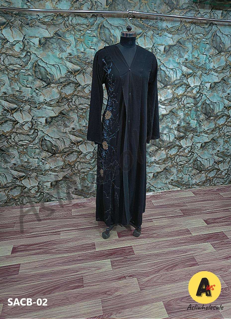 SACB-02 BY ASLIWHOLESALE STITCHED DESIGNER CHIFFON FABRIC BRIDAL BURQA