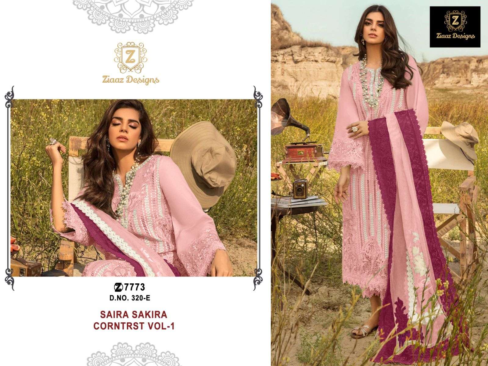 SAIRA SAKIRA VOL-1 HITS BY ZIAAZ DESIGNS HEAVY CAMBRIC COTTON EMBROIDERY DRESS