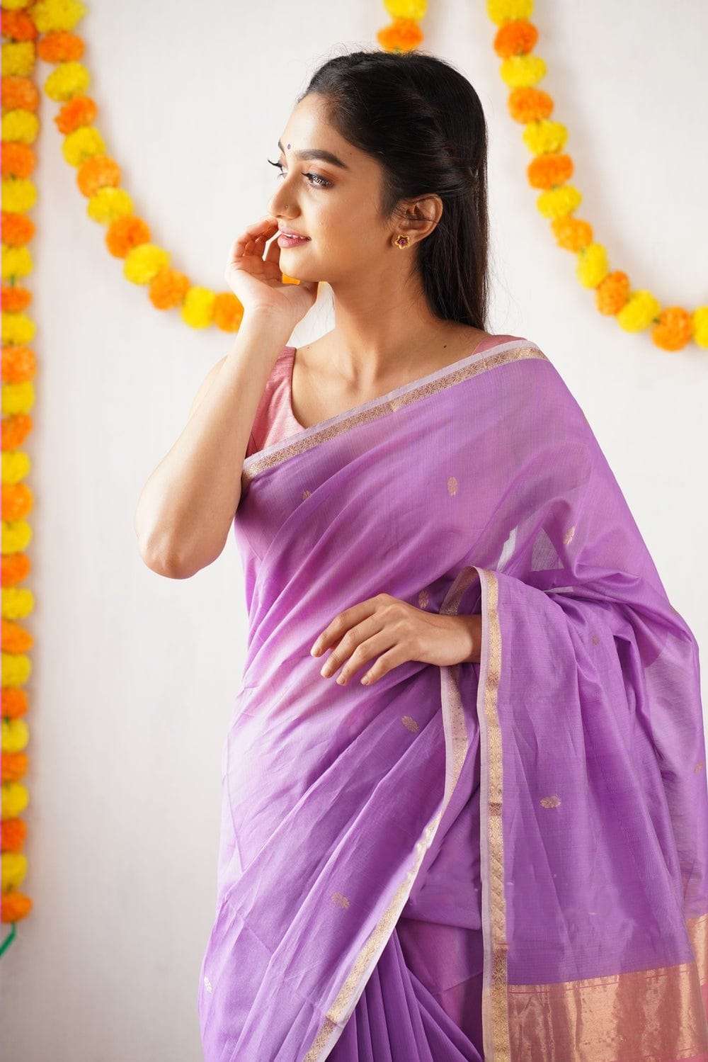 SC 126 LAVENDER BY ASLIWHOLESALE DESIGNER SOFT COTTON SILK SAREES