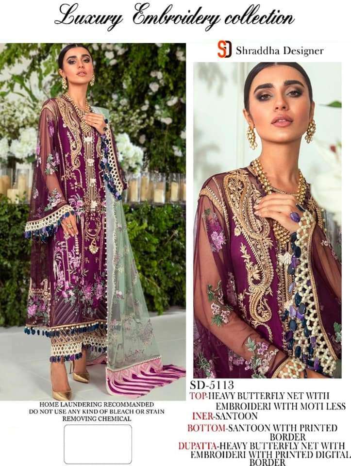 SD-5113 HITS BY SHRADDHA DESIGNER HEAVY NET EMBROIDERY DRESS