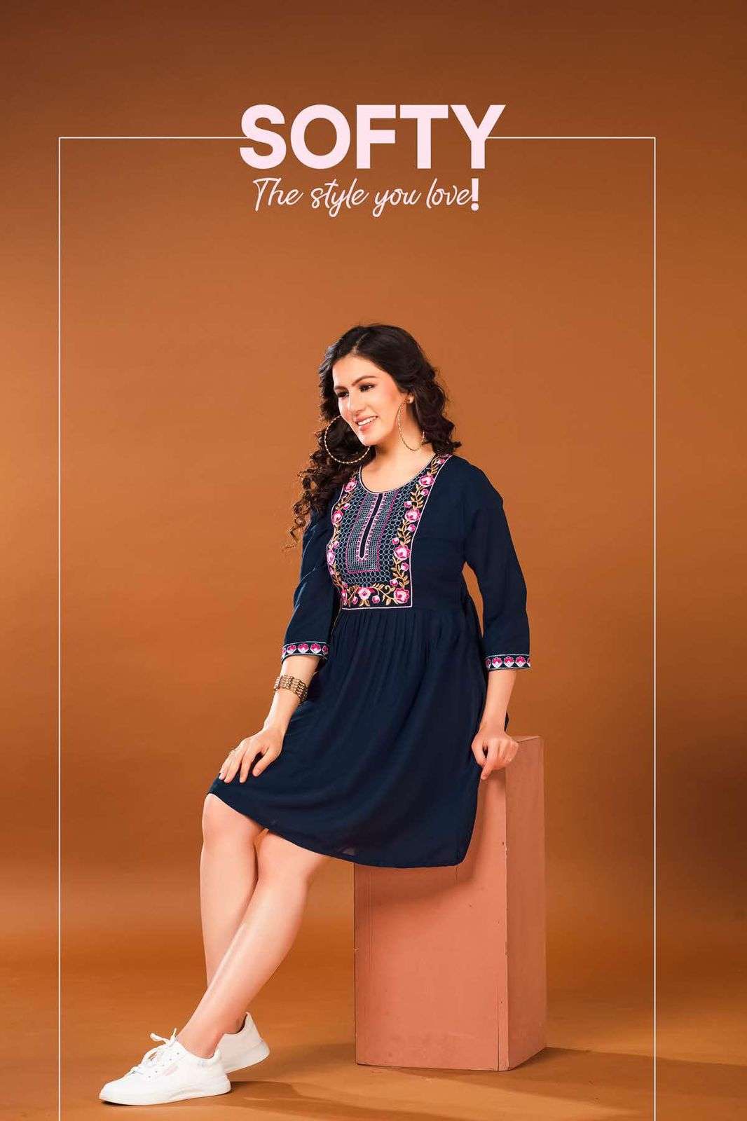 SOFTY VOL-1 BY ASLIWHOLESALE 8346-A TO 8346-H RAYON PRINT KURTIS