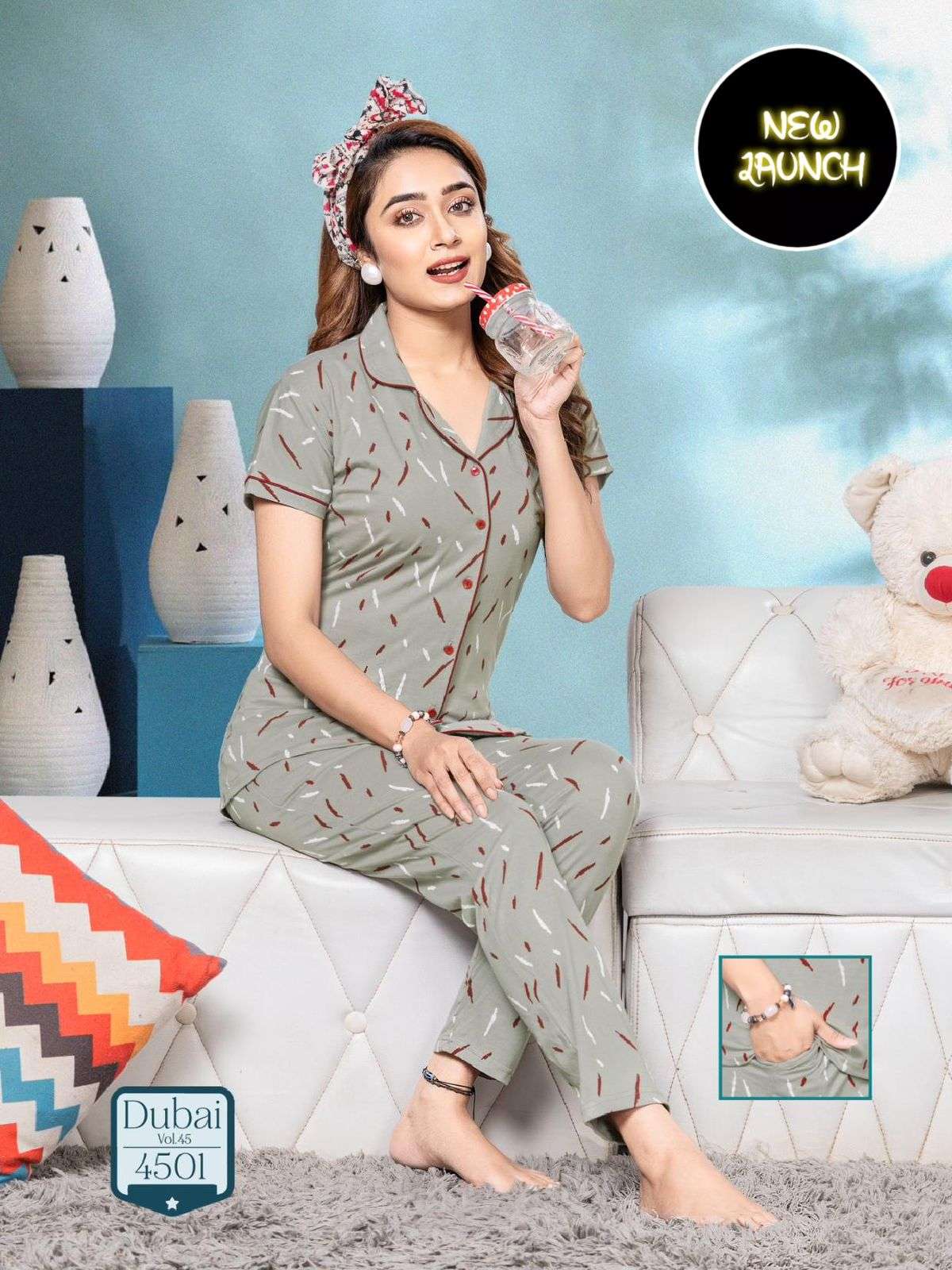 SUMMER SPECIAL 4501 BY ASLIWHOLESALE HOSIERY COTTON NIGHT DRESSES