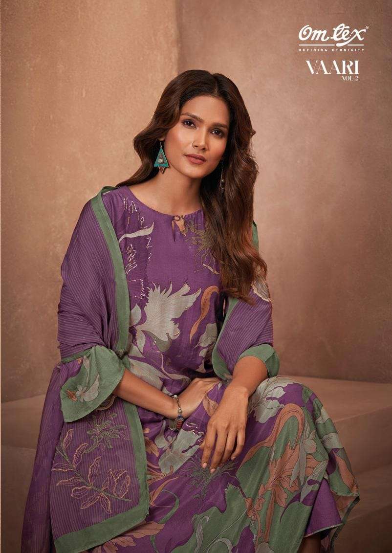 VAARI VOL-2 BY OMTEX 2441-A TO 2441-D SERIES MUSLIN PRINT WITH EMROIDERY DRESSES