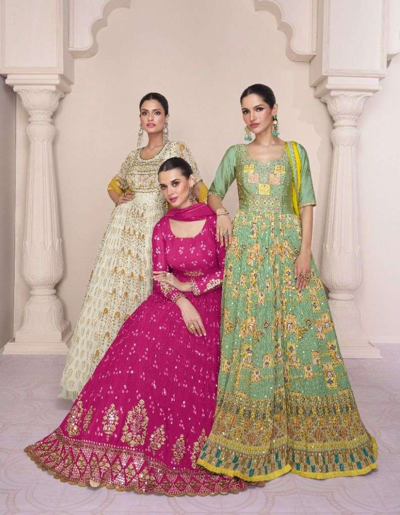 VARTIKA BY SAYURI 5283 TO 5285 SERIES GEORGETTE WORK ANARKALI DRESSES