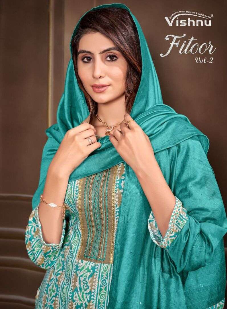 VISHNU FITOOR VOL-2 BY ASLIWHOLESALE 98001 TO 98012 SERIES COTTON EMBROIDERY DRESSES