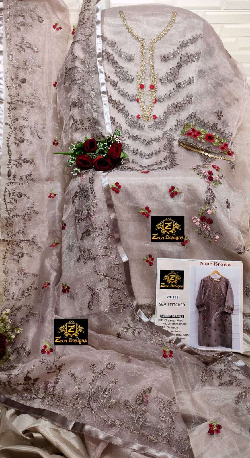 ZD-111 HIT DESIGN BY ZEEN DESIGNS ORGANZA EMBROIDERY PAKISTANI DRESS