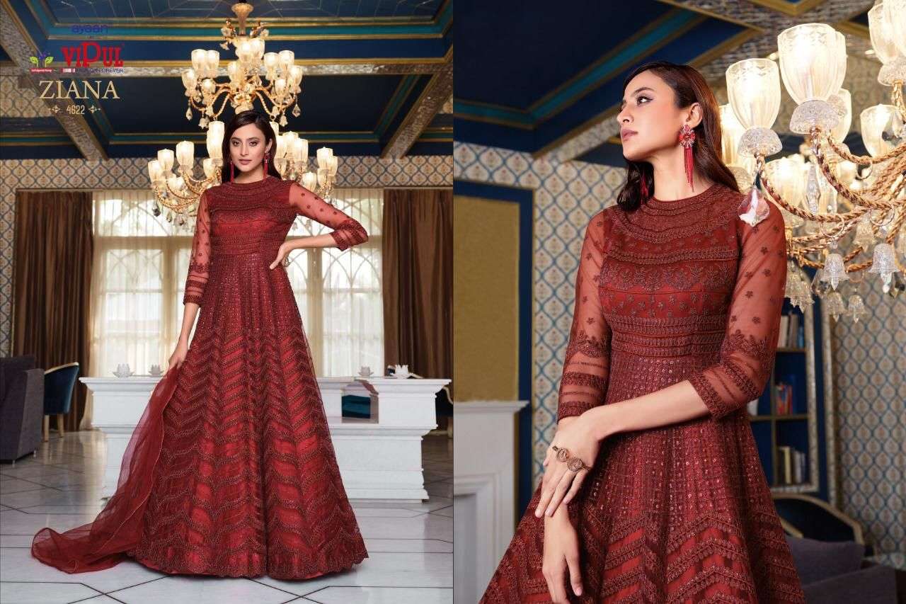 ZIANA HIT DESIGNS BY VIPUL LATEST DESIGNER HEAVY NET EMBROIDERED DRESSES