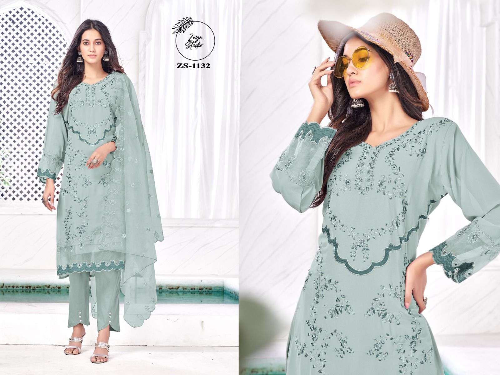 ZS-1132 COLOURS BY ASLIWHOLESALE HEAVY FAUX GEORGETTE PAKISTANI DRESS