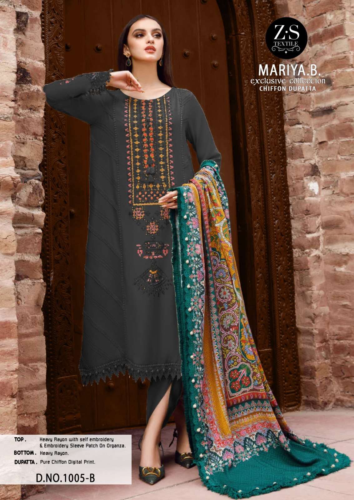 ZS-MARIYA.B EXCLUSIVE  BY ASLIWHOLESALE DESIGNER RAYON WORK PAKISTANI DRESS