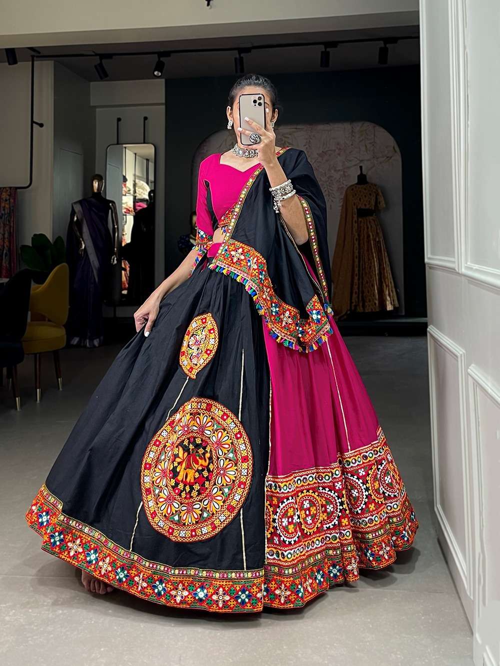 1669 COLOUR BY ASLIWHOLESALE DESIGNER COTTON NAVRATRI LEHENGAS