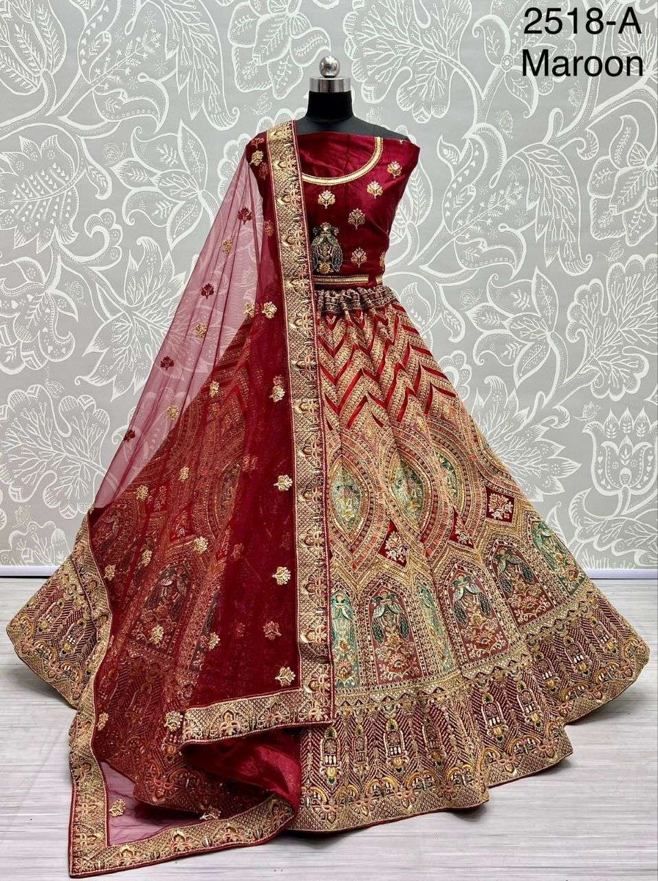 A-2518 COLOUR BY ASLIWHOLESALE BRIDAL HEAVY SILK LEHENGAS