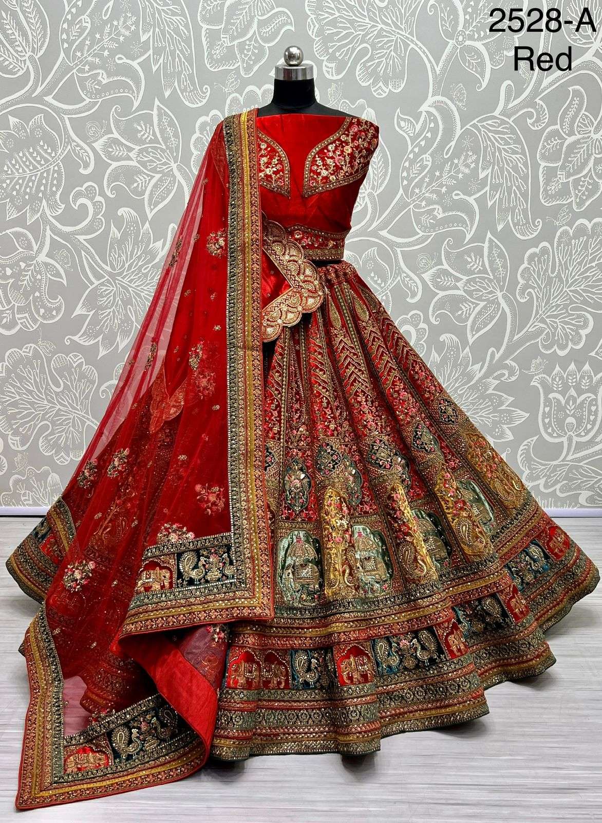 A-2528 COLOURS BY ASLIWHOLESALE BRIDAL HEAVY VELVET  LEHENGAS