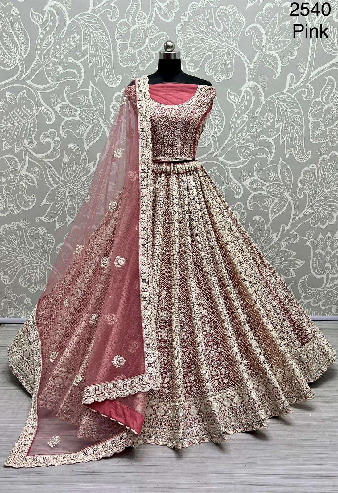 A-2540 COLOUR BY ASLIWHOLESALE DESIGNER BRIDAL NET HEAVY LEHENGAS