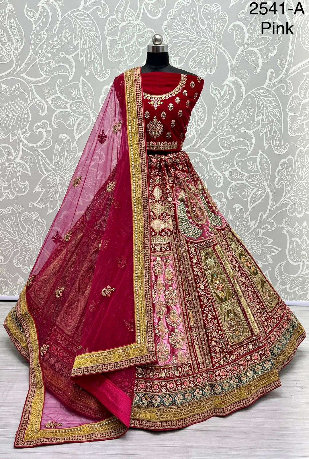 A-2541 COLOUR BY ASLIWHOLESALE BRIDAL HEAVY VELVET  LEHENGAS